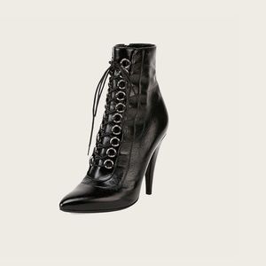 Saint Laurent "Fetish" Leather Lace-Up Bootie
